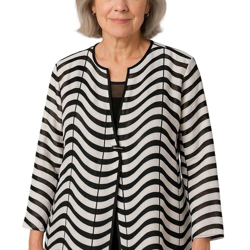 JM Collection Large jacket zebra stripes Women Spring Ly Weight Classic Aline‎